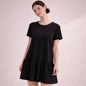 Zara Black Babydoll Mini Dress Short Sleeve Casual